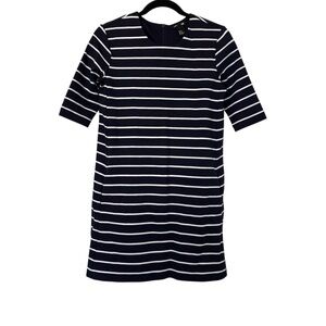 H&M‎ Striped Short Sleeve Mini Dress Navy Blue & White